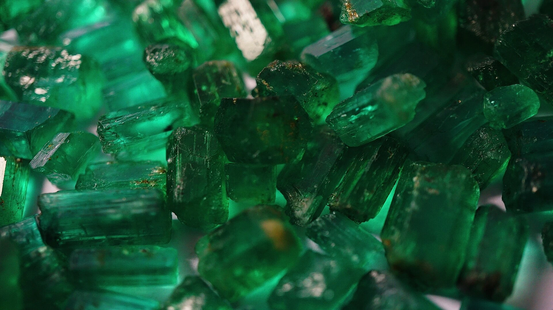 Close view of rough emerald crystals — illustrative image