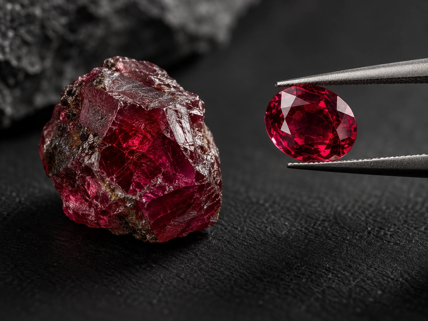 Ruby gemstone editorial photograph