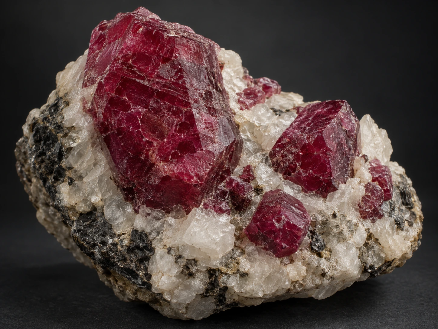 Rough ruby crystals in pale matrix — illustrative image